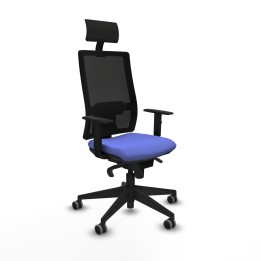 Piqueras y Crespo Horna sincro malla negra bali azul claro brazos 1D base piramidal cabecero fijo ruedas 65mm engomadas