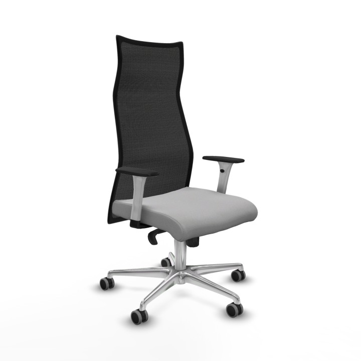 Piqueras y Crespo Albacete malla sincro malla negra bali gris claro brazos blancos base aluminio ruedas 65mm engomadas