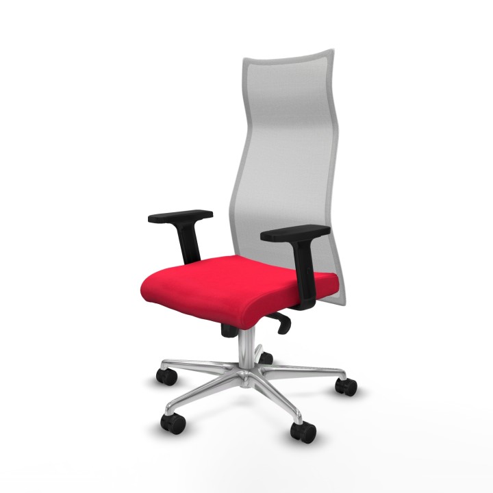 Piqueras y Crespo Albacete malla sincro malla blanca bali rojo brazos 2D base aluminio ruedas 65 mm nailon