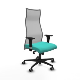 Piqueras y Crespo Albacete malla sincro malla gris similpiel turquesa brazos 1D base nailon ruedas 65mm engomadas