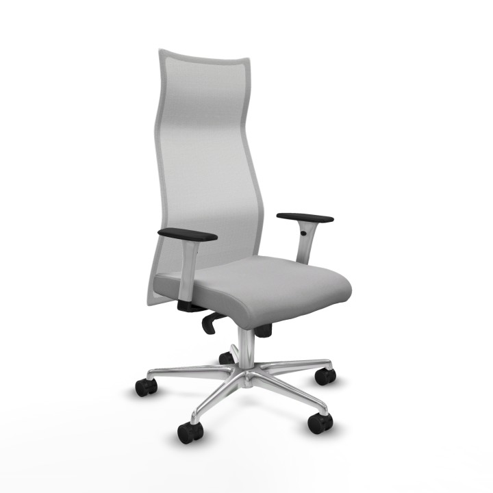Piqueras y Crespo Albacete malla sincro malla blanca bali gris claro brazos blancos base aluminio ruedas 65 mm nailon