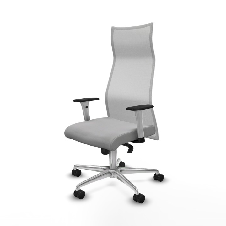Piqueras y Crespo Albacete malla sincro malla blanca bali gris claro brazos blancos base aluminio ruedas 65 mm nailon