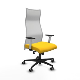 Piqueras y Crespo Albacete malla sincro malla blanca similpiel amarillo brazos blancos base nailon ruedas 65mm engomadas