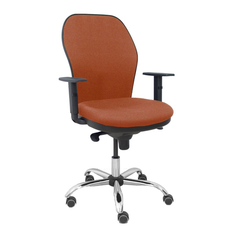 Piqueras y Crespo Silla Jorquera respaldo bali marrón asiento bali marrón base cromada y ruedas parqu