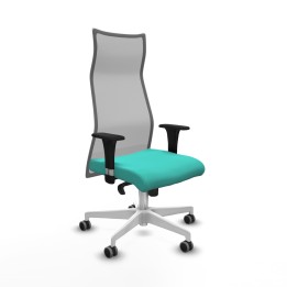 Piqueras y Crespo Albacete malla sincro malla gris similpiel turquesa brazos 1D base blanca ruedas 65mm engomadas