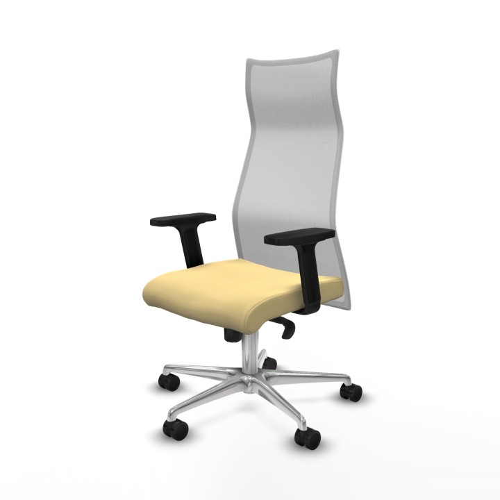 Piqueras y Crespo Albacete malla sincro malla blanca similpiel crema brazos 2D base aluminio ruedas 65 mm nailon