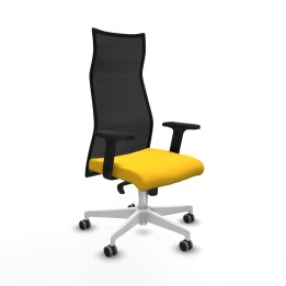 Piqueras y Crespo Albacete malla sincro malla negra similpiel amarillo brazos 2D base blanca ruedas 65mm engomadas