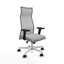Piqueras y Crespo Albacete malla sincro malla gris bali gris claro brazos 2D base blanca ruedas 65 mm nailon
