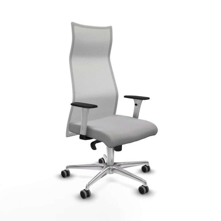 Piqueras y Crespo Albacete malla sincro malla blanca bali gris claro brazos blancos base aluminio ruedas 65mm engomadas