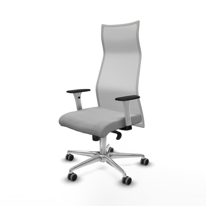 Piqueras y Crespo Albacete malla sincro malla blanca bali gris claro brazos blancos base aluminio ruedas 65mm engomadas