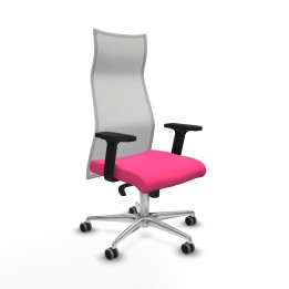 Piqueras y Crespo Albacete malla sincro malla blanca similpiel rosa brazos 2D base aluminio ruedas 65mm engomadas