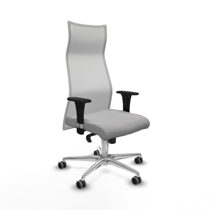 Piqueras y Crespo Albacete malla sincro malla blanca bali gris claro brazos 1D base aluminio ruedas 65mm engomadas