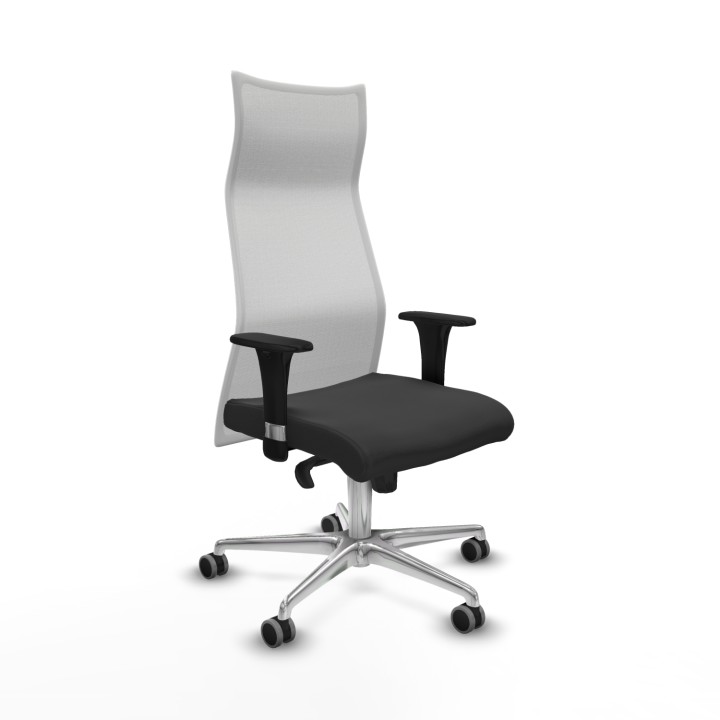 Piqueras y Crespo Albacete malla XL sincro malla blanca similpiel gris oscuro brazos 1D base aluminio ruedas 65mm engomadas