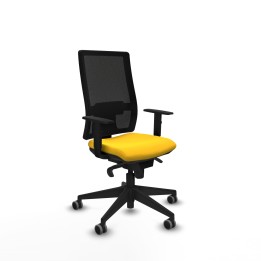 Piqueras y Crespo Horna sincro malla negra similpiel amarillo brazos 1D base piramidal ruedas 65mm engomadas