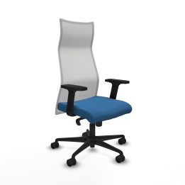 Piqueras y Crespo Albacete malla sincro malla blanca similpiel azul claro brazos 2D base nailon ruedas 65 mm nailon