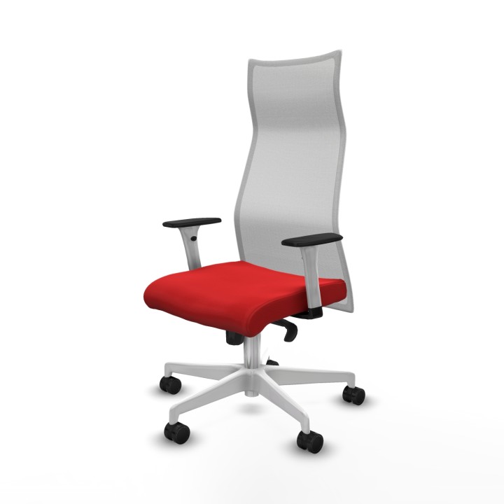 Piqueras y Crespo Albacete malla sincro malla blanca similpiel rojo brazos blancos base blanca ruedas 65 mm nailon