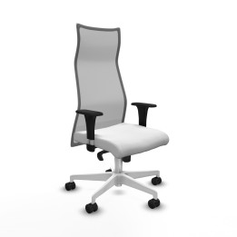 Piqueras y Crespo Albacete malla sincro malla gris bali blanco brazos 1D base blanca ruedas 65 mm nailon