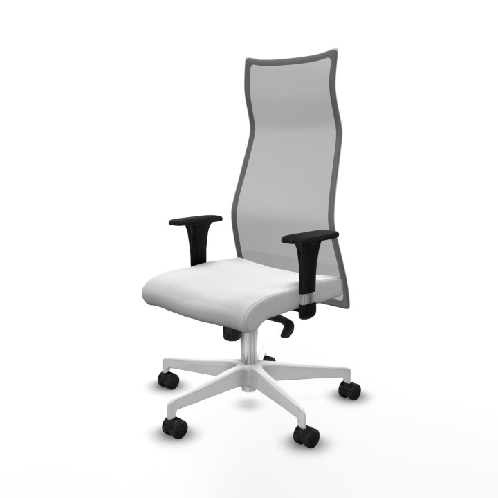 Piqueras y Crespo Albacete malla sincro malla gris bali blanco brazos 1D base blanca ruedas 65 mm nailon