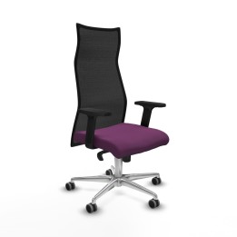 Piqueras y Crespo Albacete malla sincro malla negra similpiel morado brazos 2D base aluminio ruedas 65mm engomadas