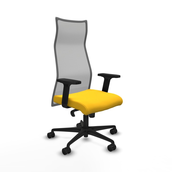 Piqueras y Crespo Albacete malla sincro malla gris similpiel amarillo brazos 2D base nailon ruedas 65 mm nailon