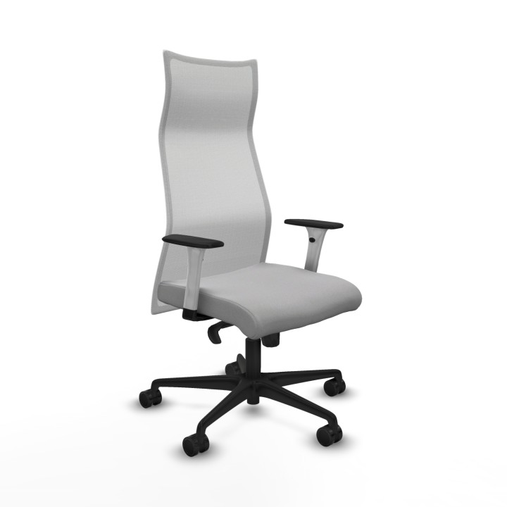 Piqueras y Crespo Albacete malla sincro malla blanca bali gris claro brazos blancos base nailon ruedas 65 mm nailon