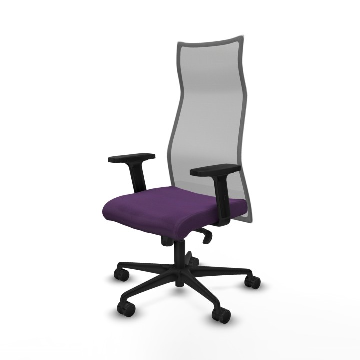 Piqueras y Crespo Albacete malla sincro malla gris bali morado brazos 2D base nailon ruedas 65 mm nailon