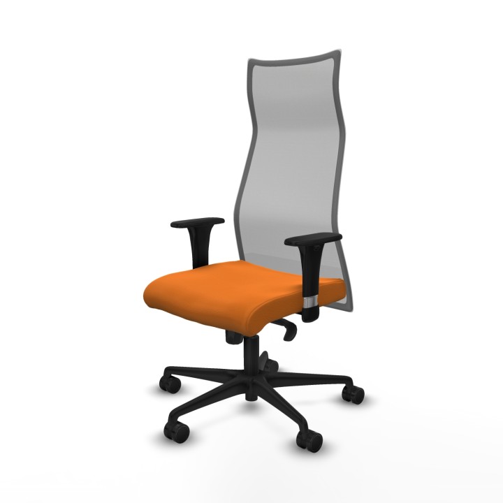 Piqueras y Crespo Albacete malla sincro malla gris similpiel naranja brazos 1D base nailon ruedas 65 mm nailon
