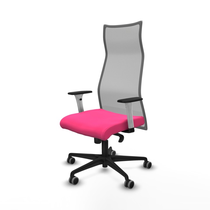 Piqueras y Crespo Albacete malla sincro malla gris similpiel rosa brazos blancos base nailon ruedas 65mm engomadas