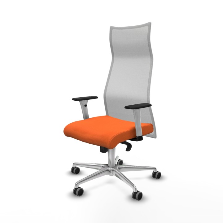 Piqueras y Crespo Albacete malla sincro malla blanca bali naranja brazos blancos base aluminio ruedas 65mm engomadas