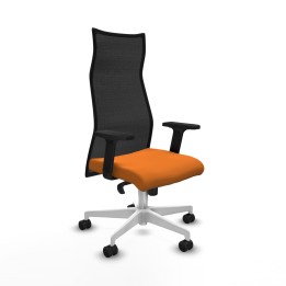 Piqueras y Crespo Albacete malla sincro malla negra similpiel naranja brazos 2D base blanca ruedas 65 mm nailon
