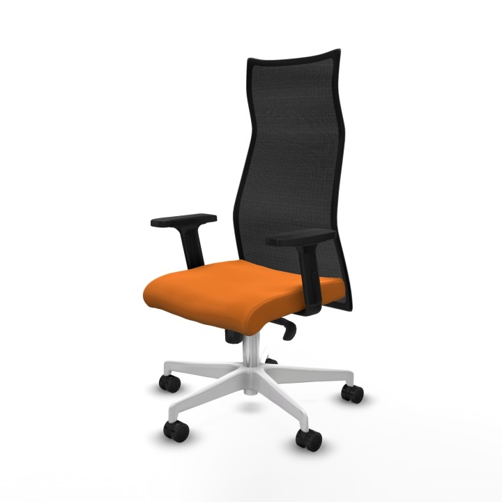 Piqueras y Crespo Albacete malla sincro malla negra similpiel naranja brazos 2D base blanca ruedas 65 mm nailon
