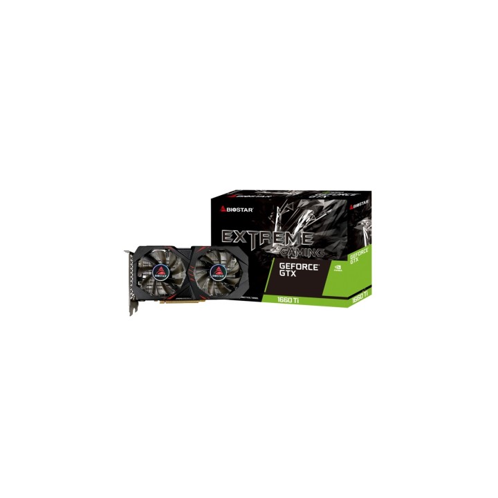 VGA BIOSTAR GTX1660Ti-6GB ATX GDDR6 DISPLAYPORT HDMI DVI CUDA 1536 192BITS