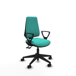 Piqueras y Crespo Elche AS similpiel turquesa brazos fijos base piramidal ruedas nailon 65mm
