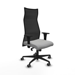 Piqueras y Crespo Albacete malla sincro malla negra similpiel gris claro brazos 1D base nailon ruedas 65mm engomadas