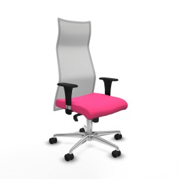 Piqueras y Crespo Albacete malla sincro malla blanca similpiel rosa brazos 1D base aluminio ruedas 65 mm nailon