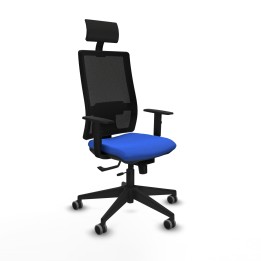 Piqueras y Crespo Horna traslack malla negra bali azul brazos 1D base piramidal cabecero fijo ruedas 65mm engomadas