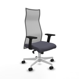 Piqueras y Crespo Albacete malla sincro malla gris bali gris oscuro brazos 2D base blanca ruedas 65 mm nailon