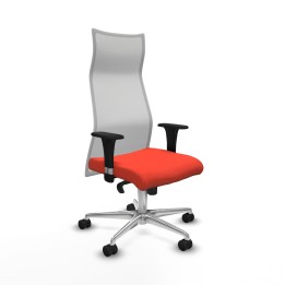 Piqueras y Crespo Albacete malla sincro malla blanca bali naranja oscuro brazos 1D base aluminio ruedas 65 mm nailon