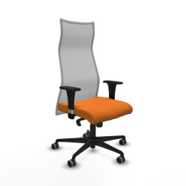 Piqueras y Crespo Albacete malla XL sincro malla gris similpiel naranja brazos 1D base nailon ruedas 65mm engomadas