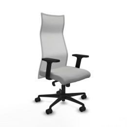 Piqueras y Crespo Albacete malla sincro malla blanca similpiel gris claro brazos 2D base nailon ruedas 65 mm nailon