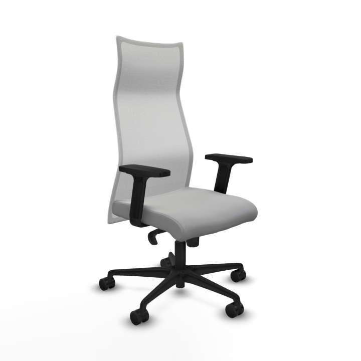 Piqueras y Crespo Albacete malla sincro malla blanca similpiel gris claro brazos 2D base nailon ruedas 65 mm nailon