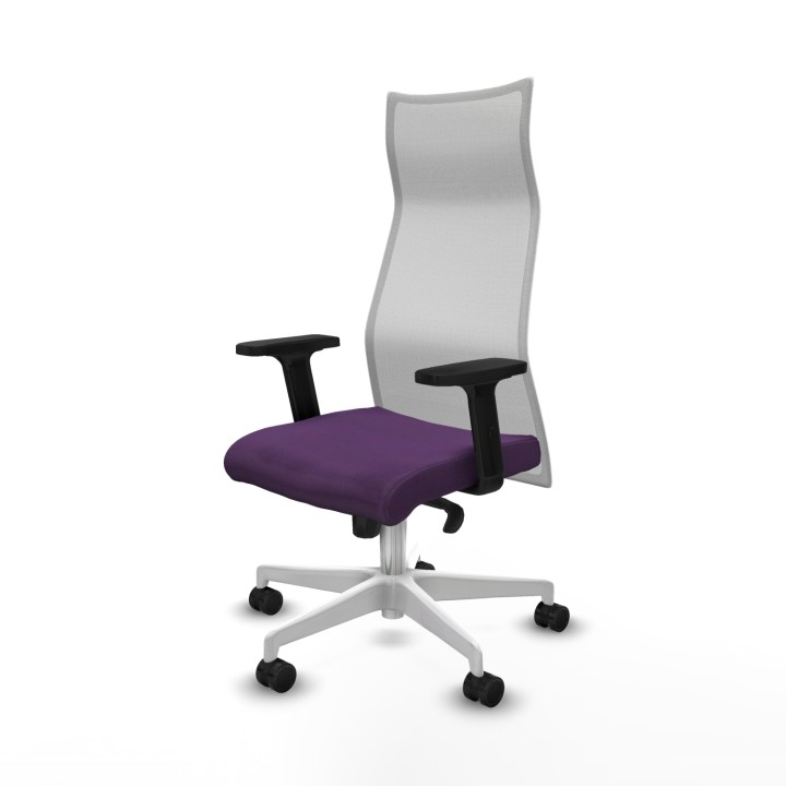 Piqueras y Crespo Albacete malla sincro malla blanca bali morado brazos 2D base blanca ruedas 65 mm nailon