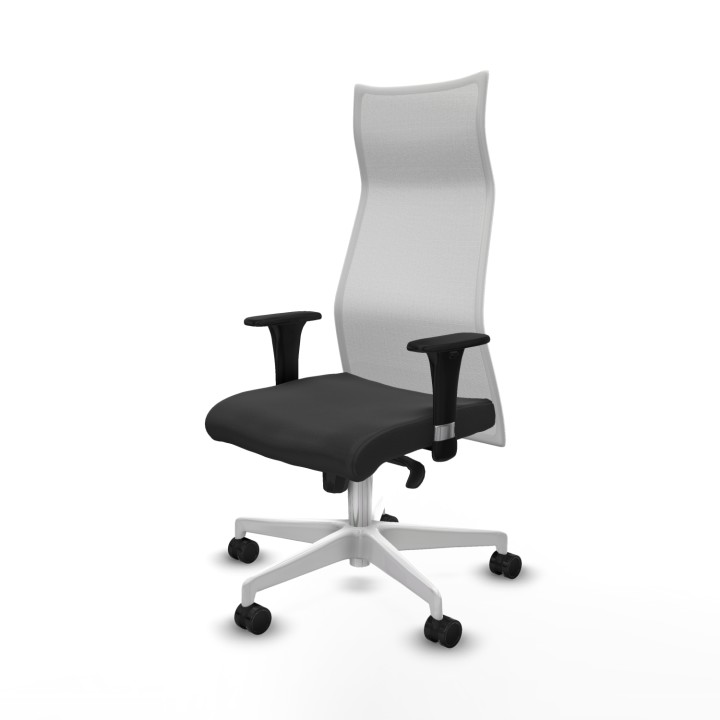 Piqueras y Crespo Albacete malla XL sincro malla blanca similpiel gris oscuro brazos 1D base blanca ruedas 65mm nailon