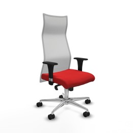 Piqueras y Crespo Albacete malla sincro malla blanca similpiel rojo brazos 1D base aluminio ruedas 65 mm nailon