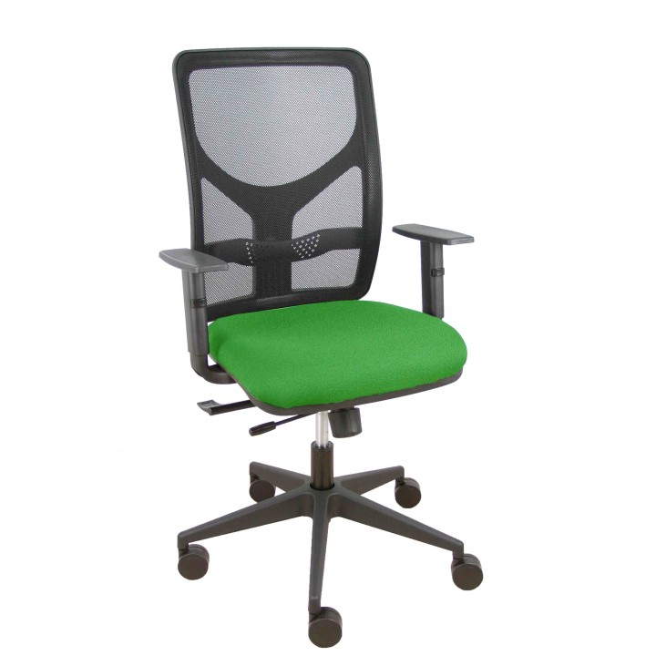 Piqueras y Crespo Silla Motilla traslack malla negra asiento bali verde brazo regulable