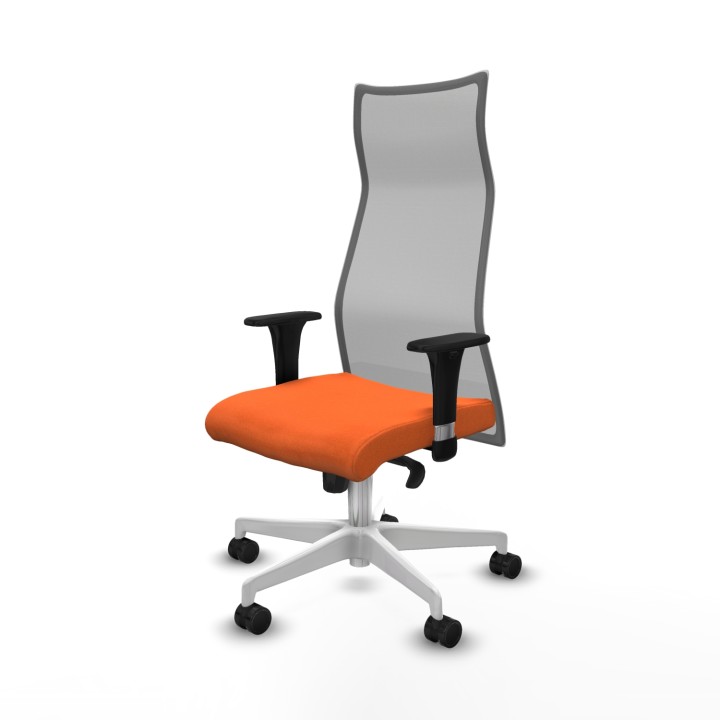 Piqueras y Crespo Albacete malla sincro malla gris bali naranja brazos 1D base blanca ruedas 65 mm nailon