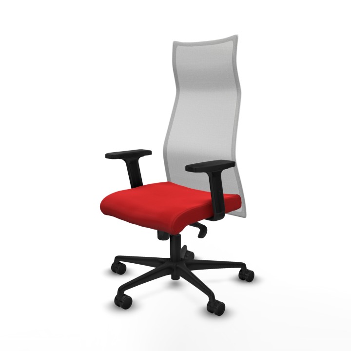 Piqueras y Crespo Albacete malla sincro malla blanca similpiel rojo brazos 2D base nailon ruedas 65 mm nailon