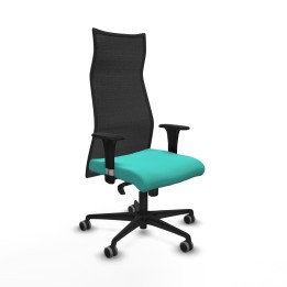 Piqueras y Crespo Albacete malla XL sincro malla negra similpiel turquesa brazos 1D base nailon ruedas 65mm engomadas