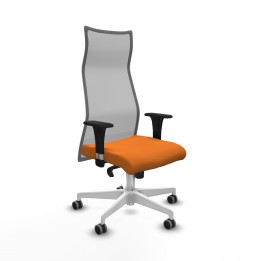Piqueras y Crespo Albacete malla sincro malla gris similpiel naranja brazos 1D base blanca ruedas 65mm engomadas