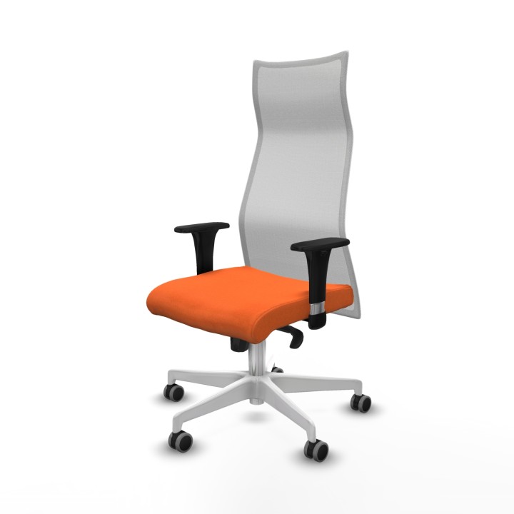 Piqueras y Crespo Albacete malla sincro malla blanca bali naranja brazos 1D base blanca ruedas 65mm engomadas